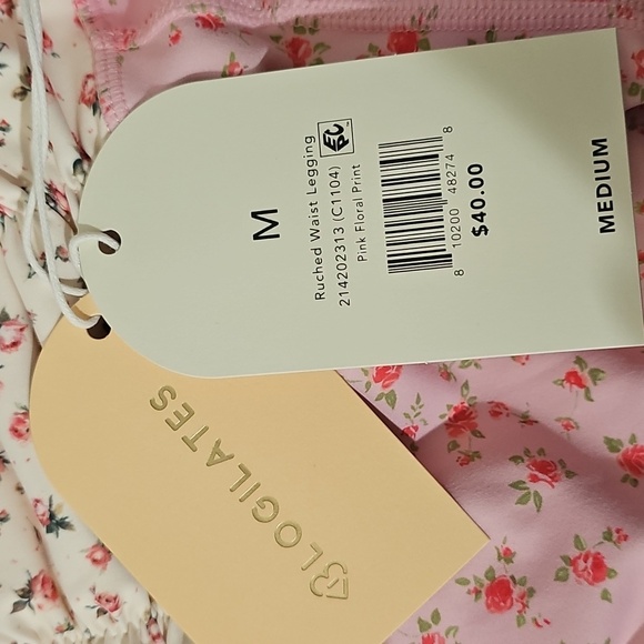 Blogilates Women's Ruched Waist Leggings, Pink Floral - Picture 8 of 9